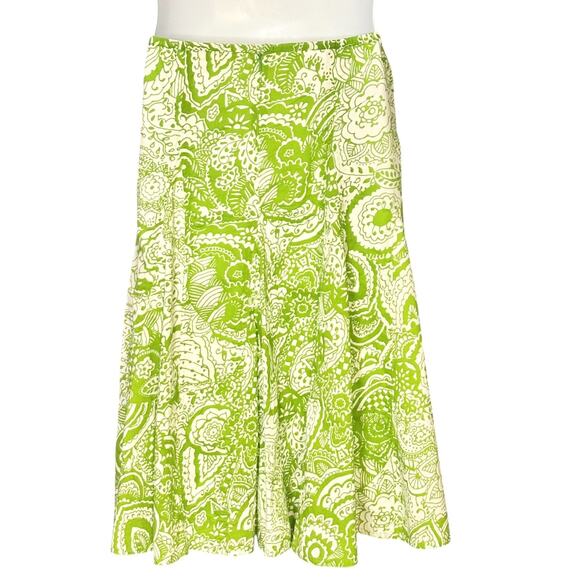 Chico's A Line Flared Maxi Skirt Size XL / 3 Boho Cottage Cotton Spring Green - Picture 6 of 9